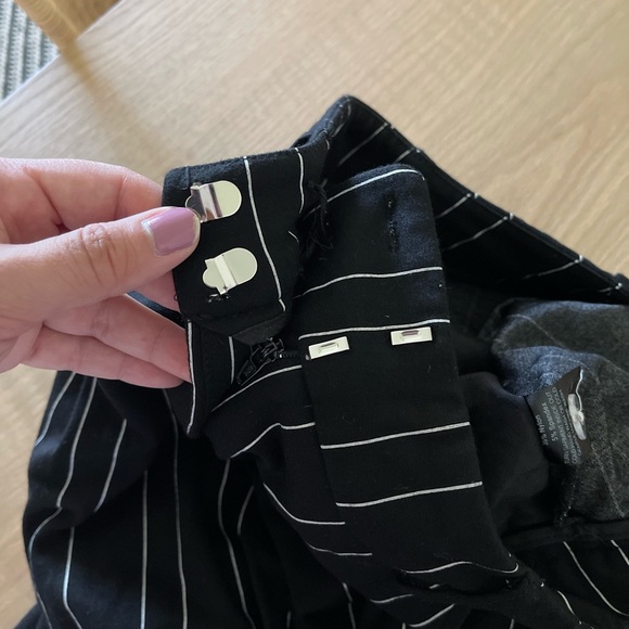 I.AM.GIA. | Black Pinstripe High Waist, Wide Leg Cropped Trouser Pants••Academia - Picture 10 of 16